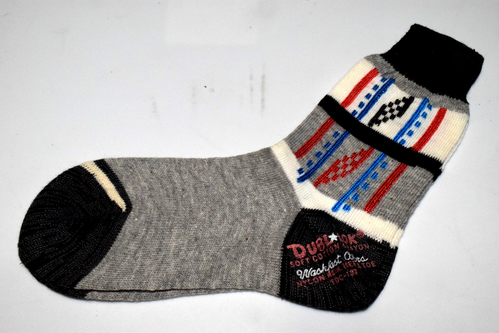 Argyle Socks VTG King James 40s 50s Gray Black Red Checker Argyle 6 x 6 Boys 7.5