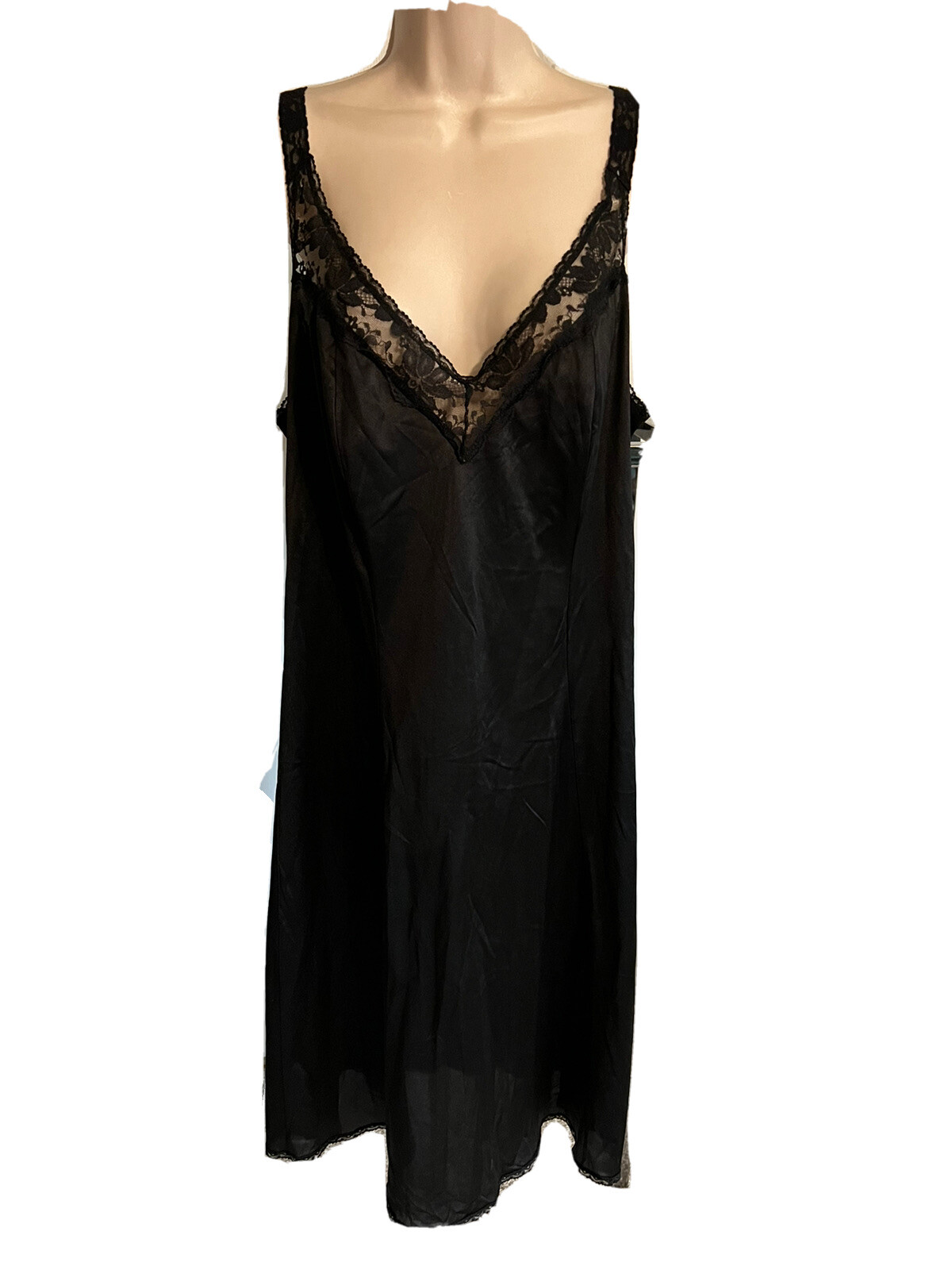 maiden form something special black silky full slip vinetage 40