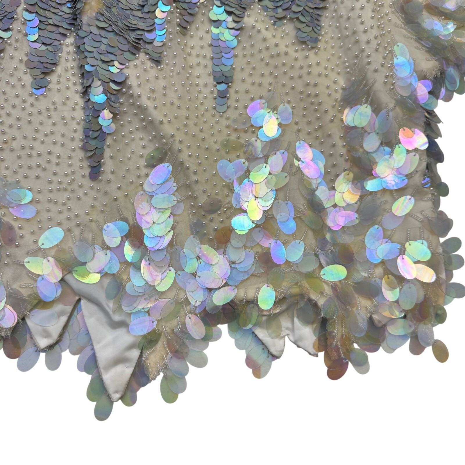 VTG Nina Raynor Top Small AMAZING 100% Silk Iridescent Sequin Beaded Mermaidcore