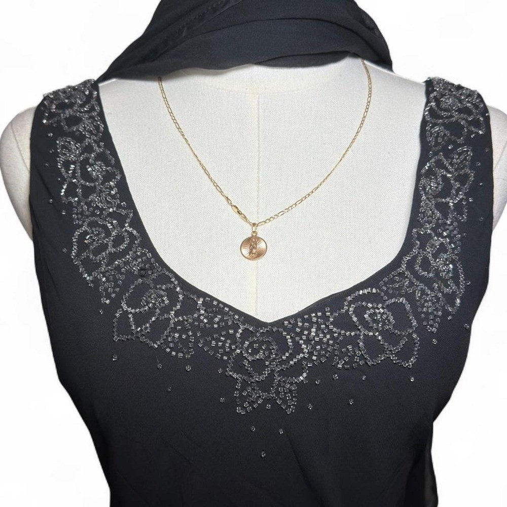 Vintage Alex Evenings Petite Black Beaded Maxi Dress