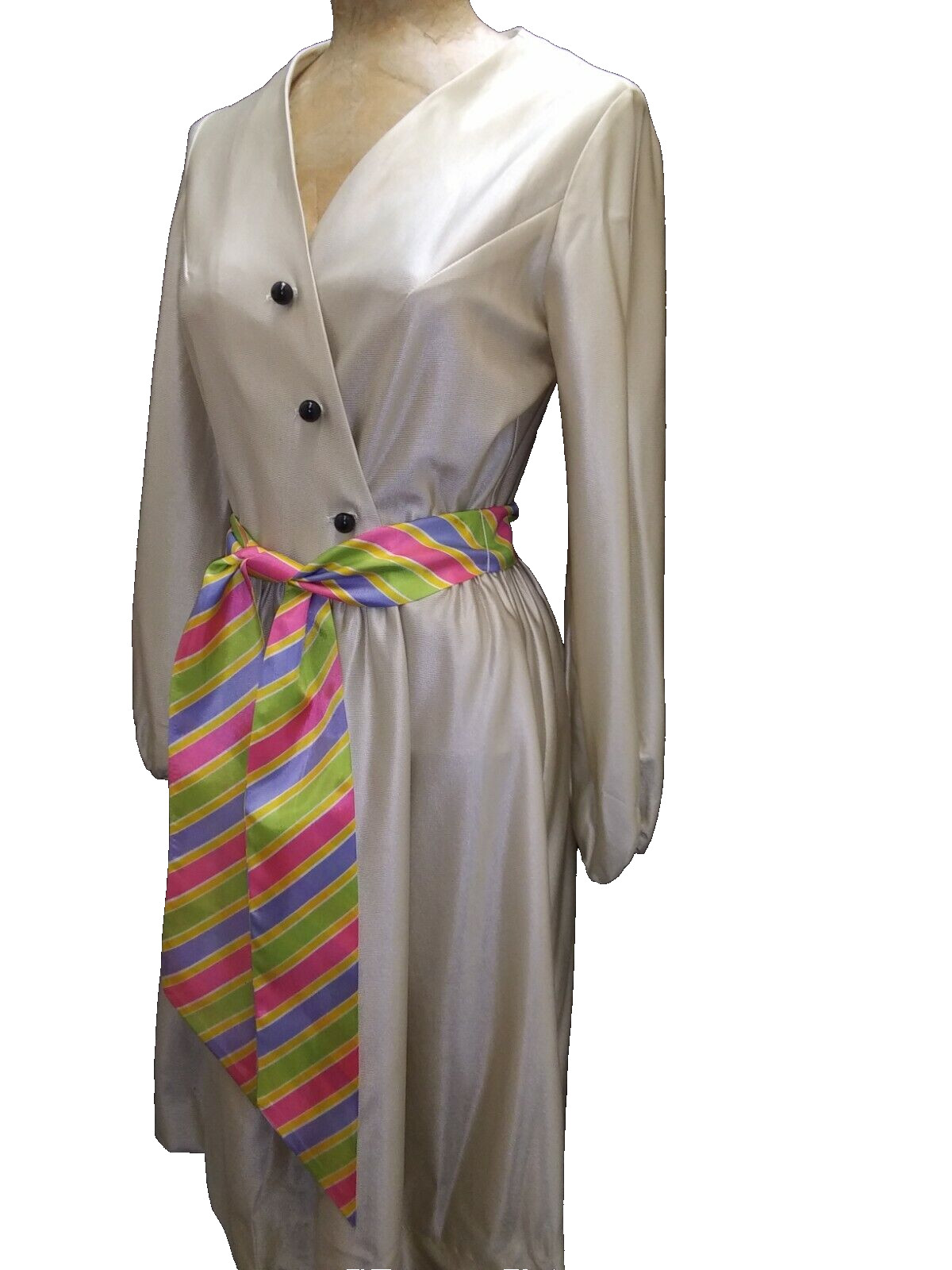 Vintage 1960’s Pale Gold Jersey Nylon Cocktail Dress by Lady McGuire Size S