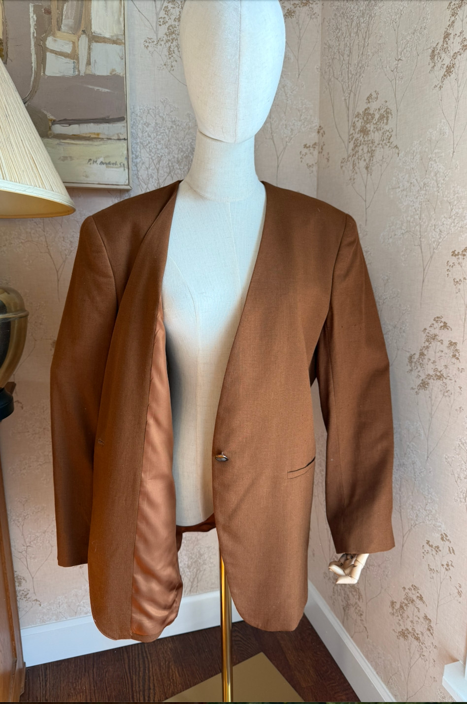 Vintage Rena Rowan for Saville Womens Minimalist camel Blazer