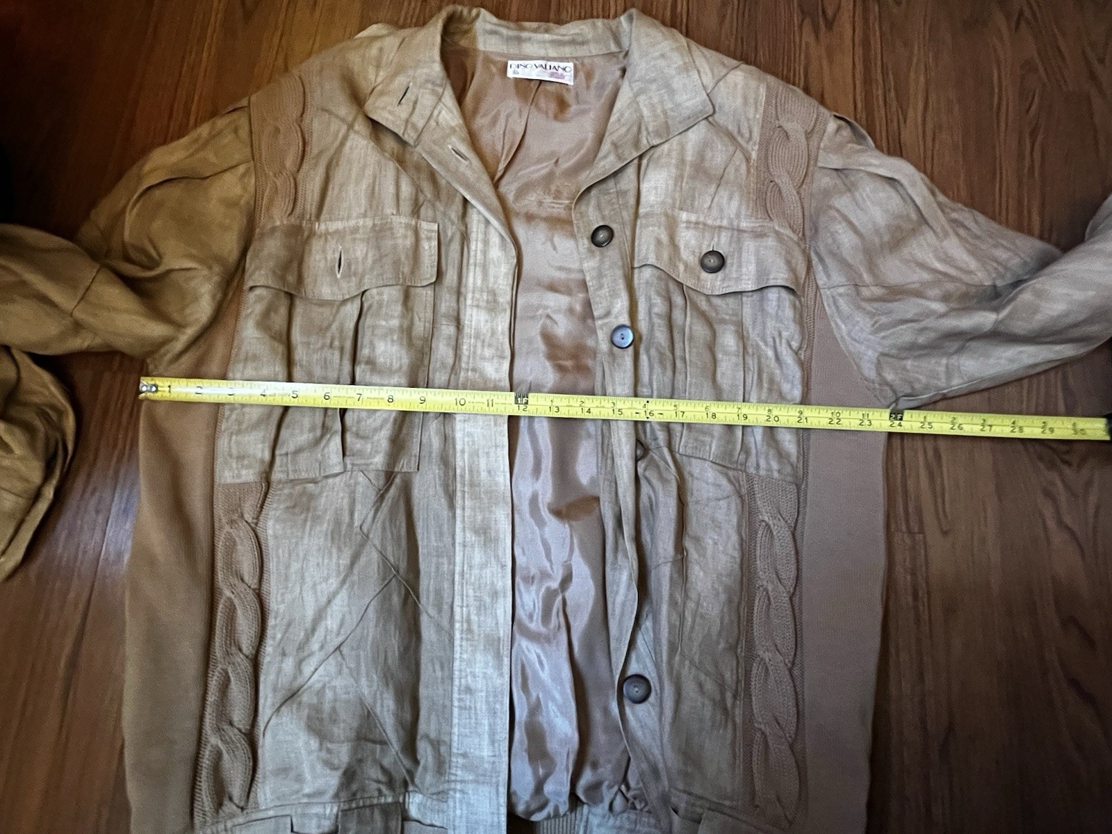 Vintage 80’s Post Modern Dino Valiano Women’s 3 Piece Cotton Tan Outfit D 38