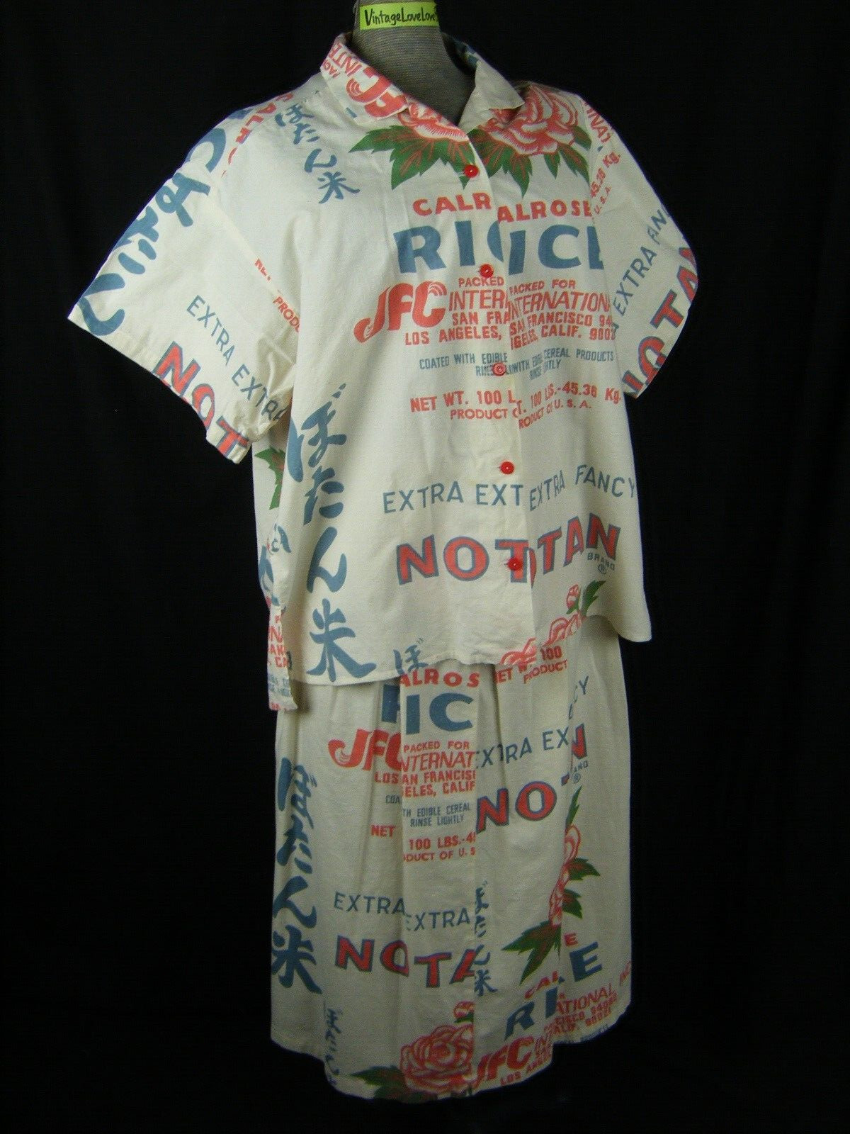 NOTAN CALROSE RICE Vtg 60s Mod Print PLUS Top/Skirt/Short 3 pcs-Bust 50/Waist 36