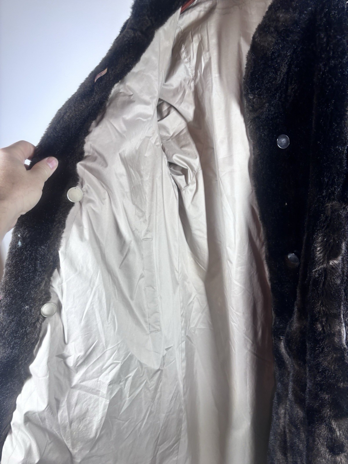 VINTAGE Sportowne Futur Women Faux Fur Coat Reversible Raincoat Jacket Sz 12? L?