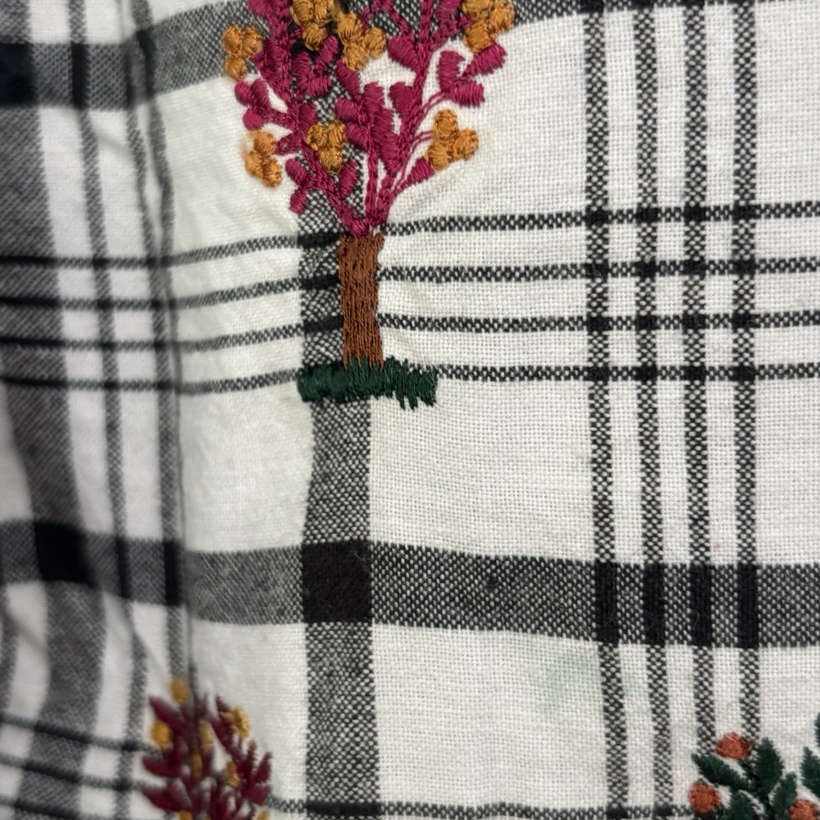 VTG 90s That’s The Way To Go Long Sleeve Gingham Embroidered Trees Shirt-S-Fall