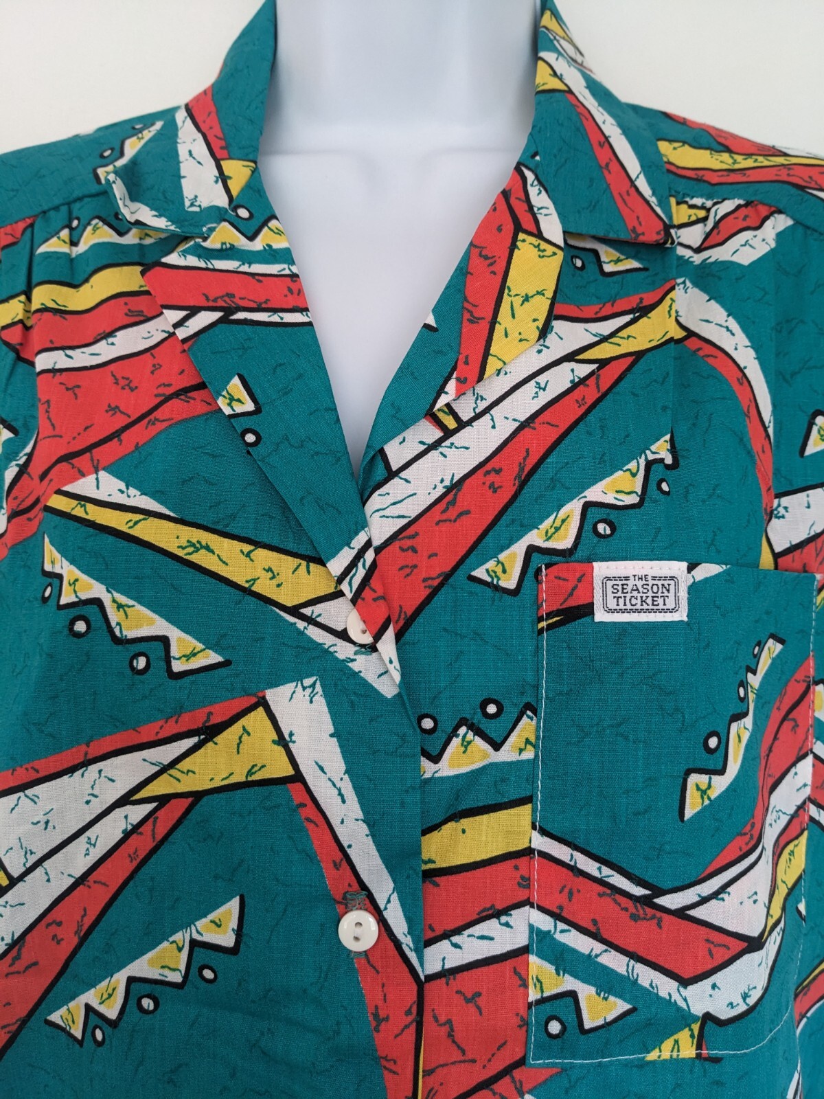 Vintage 80s 90s The Season Ticket New Wave Geometric Retro Woments Top Geek USA