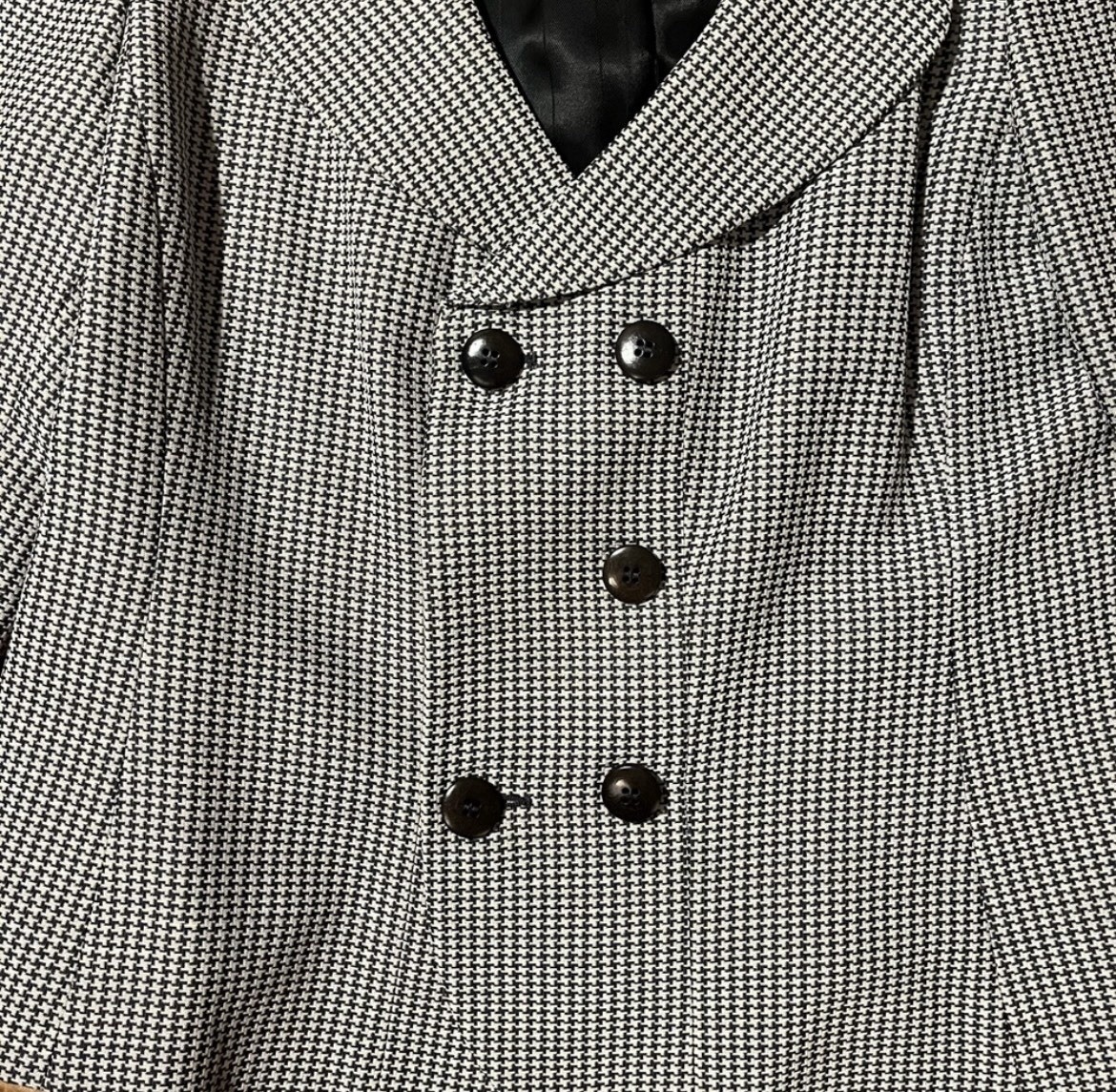 Armani Academia Baby Houndstooth Double Breasted Chic Silk Blend Designer Blazer