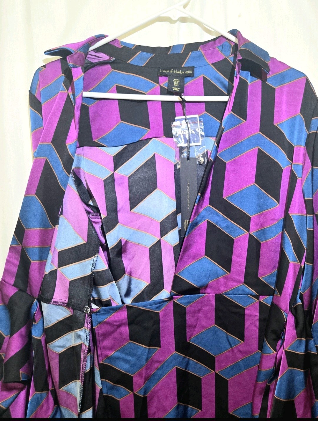 Vintage 1960s Inspired Geometric Wrap Dress By House Of Harlow 1960 Size M