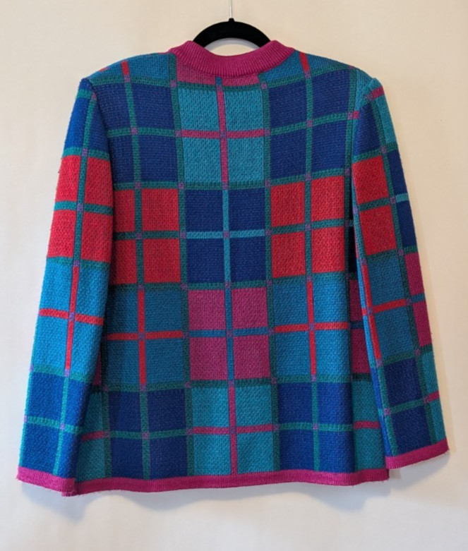 Vtg 80s Castlebrook Plaid Cardigan Sweater Size 12 Grandmacore Maximalism