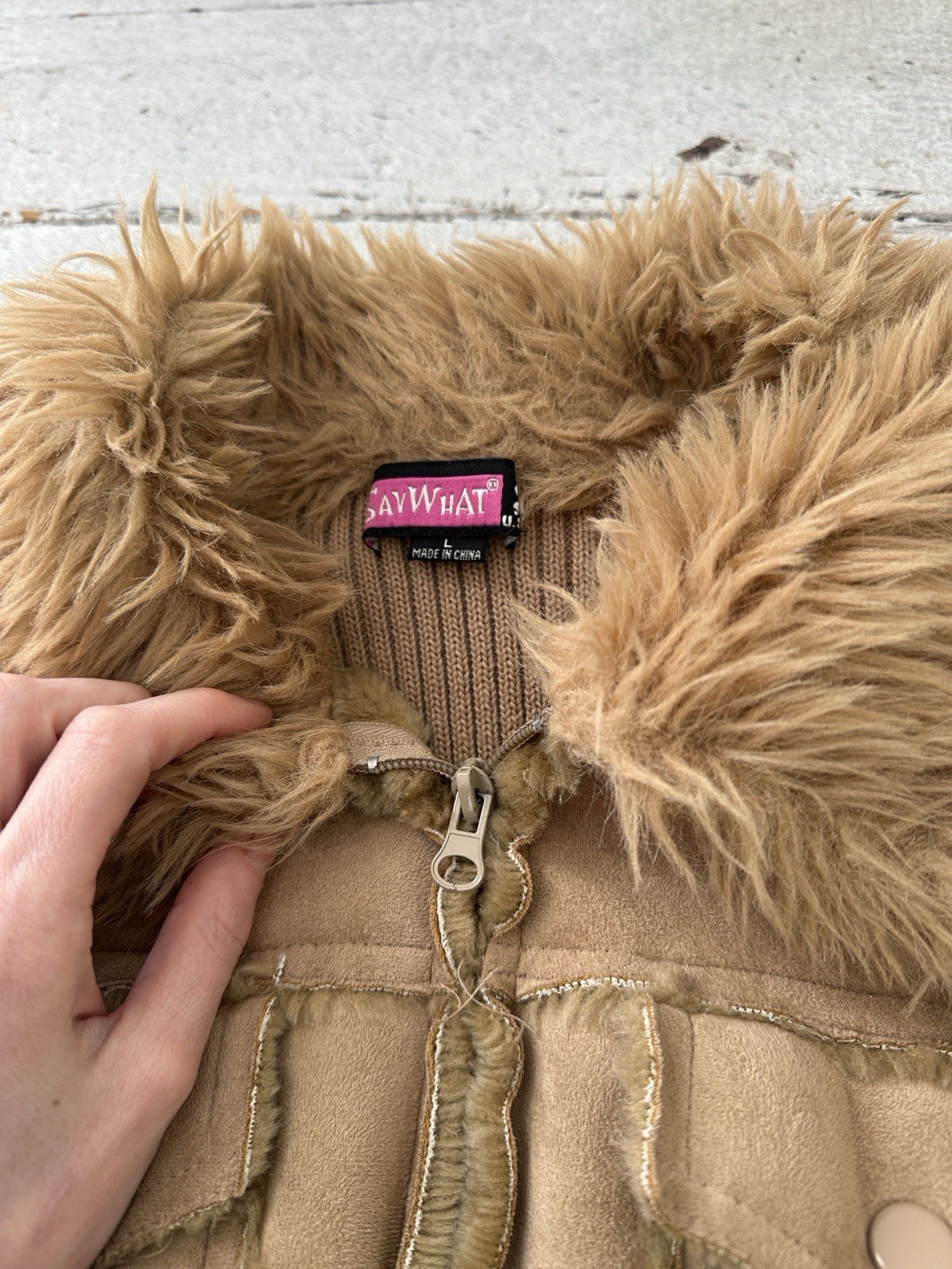 Vintage Y2K Faux Fur/Suede Ribbed Knit Flattering Zip Jacket Almost Famous Core