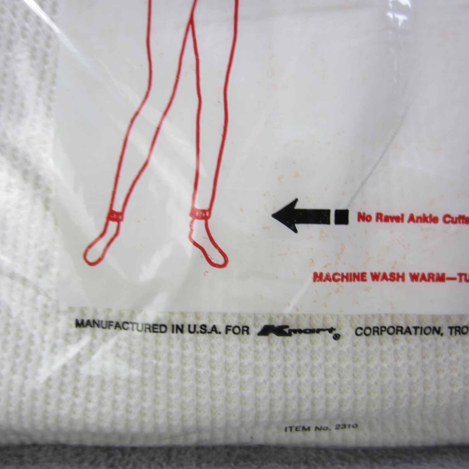 Vintage Kmart Circular Knit Thermal Underwear Womens XL White Ski Wear USA
