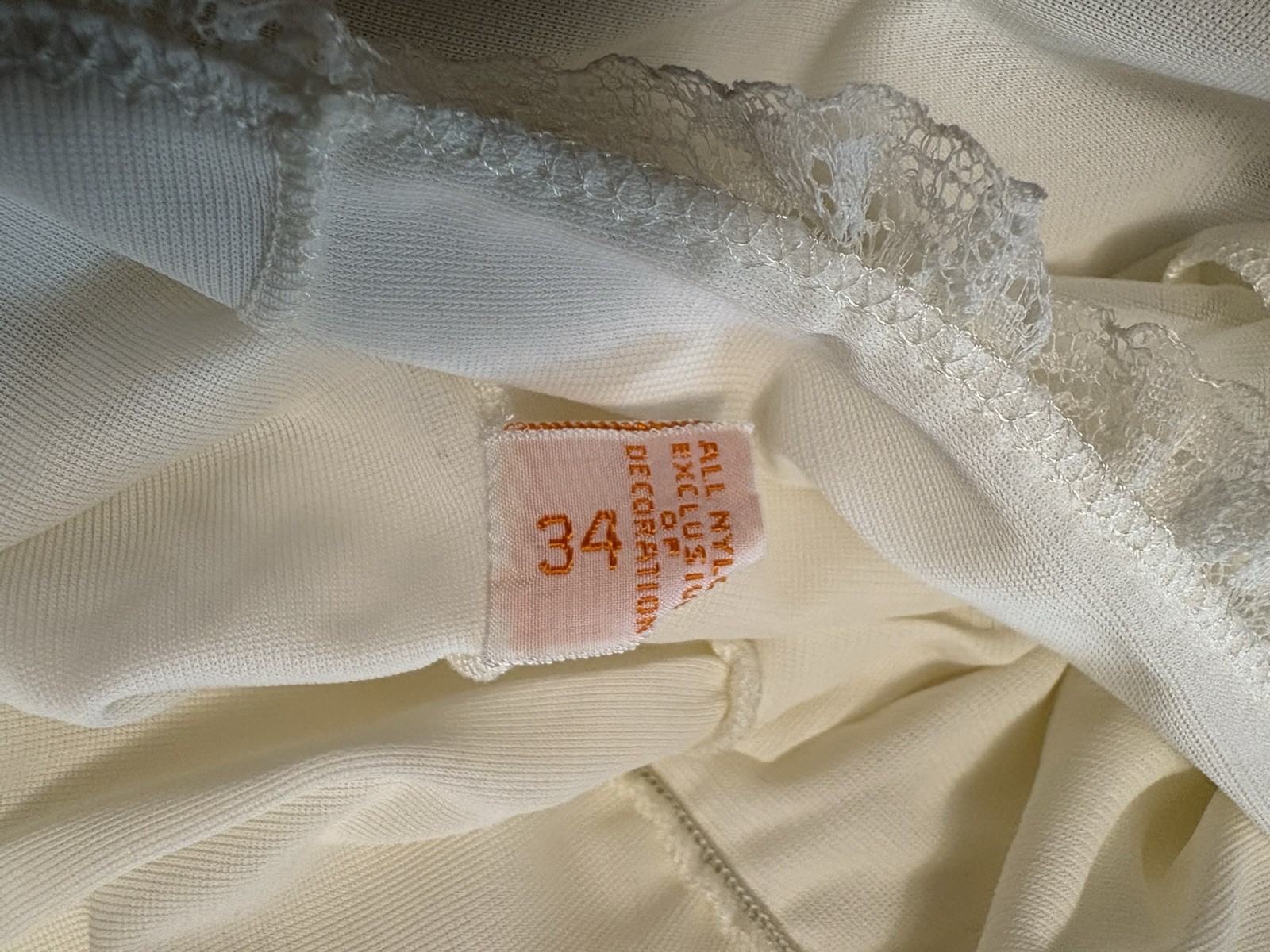 Gorgeous Gotham Gold Stripe Vintage Slip Size 34 Lingerie Negligee Lace Pearls