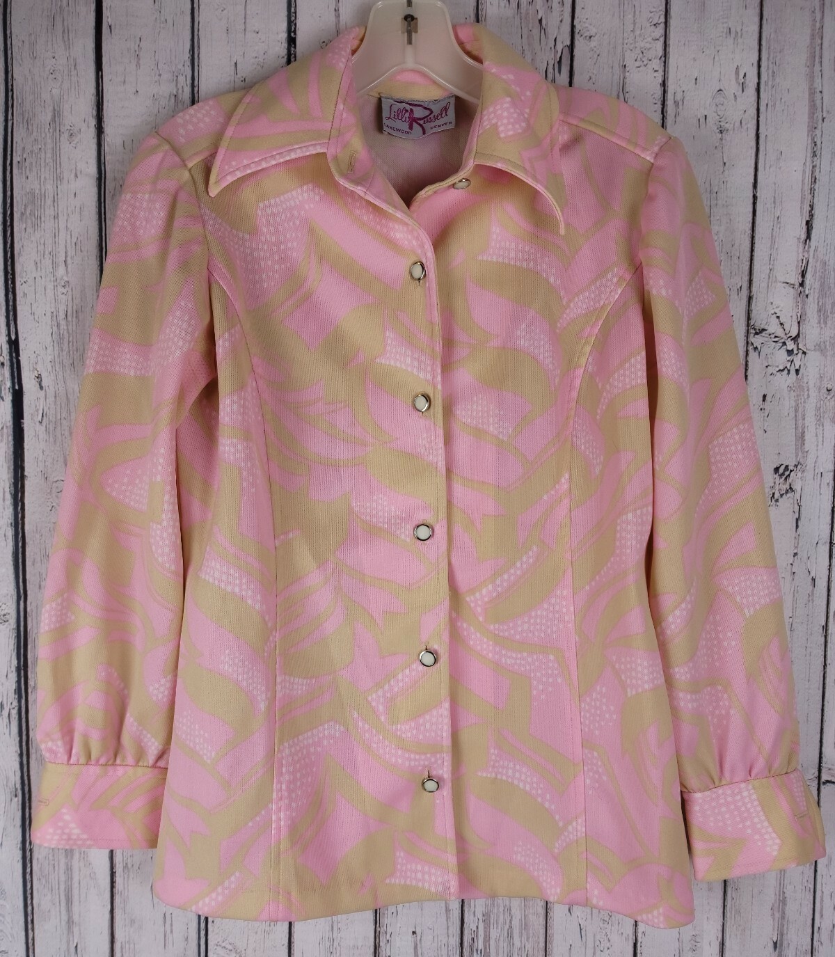 LILLI RUSSELL Vtg 60s Simple Mod Womens Tank & Jacket Set Pink & White Green