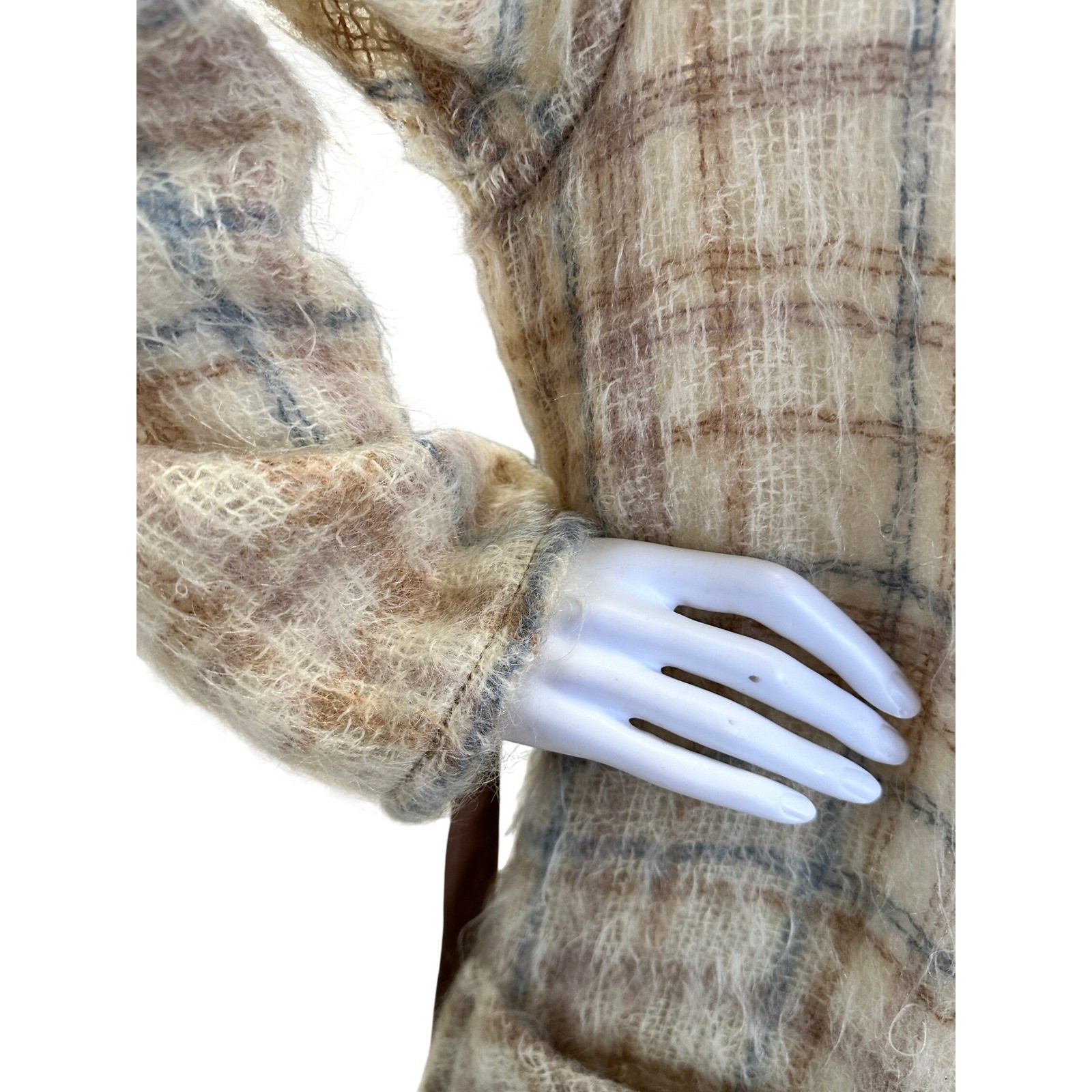 1960s Gino Rossi Mohair LIghtweight Plaid Long Cardigan Robe Jacket Coat JS