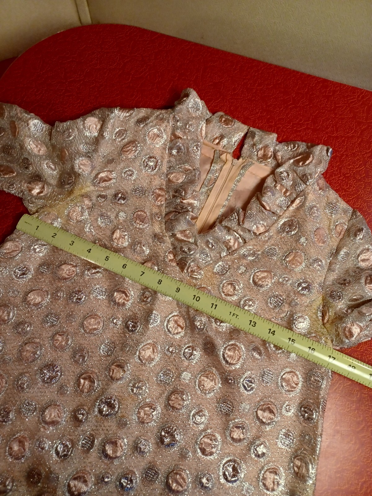 True VTG Mid-century 1960s A Line Swing GoGo Mini Dress Metallic MCM MOD Shift M