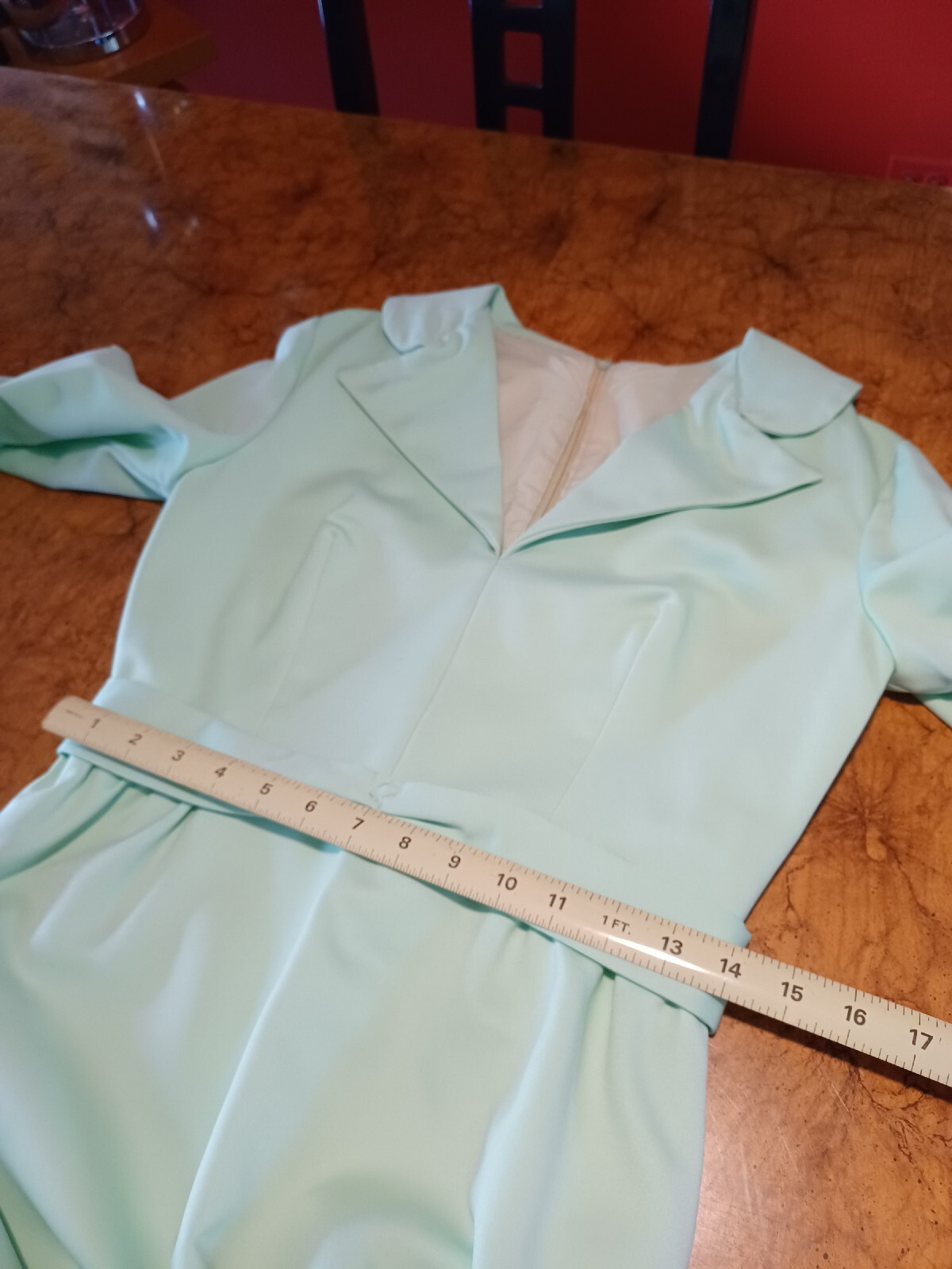 True Vtg Mid-century 1960s 1970s Long Formal Dress Mint Green MCM Mod Maxi 11/12