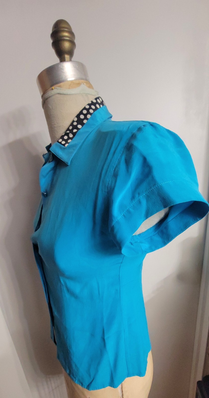 Oleg Cassini Washable Silk Vintage 80’s Turqouise Silk 2-piece Blouse + Blazer