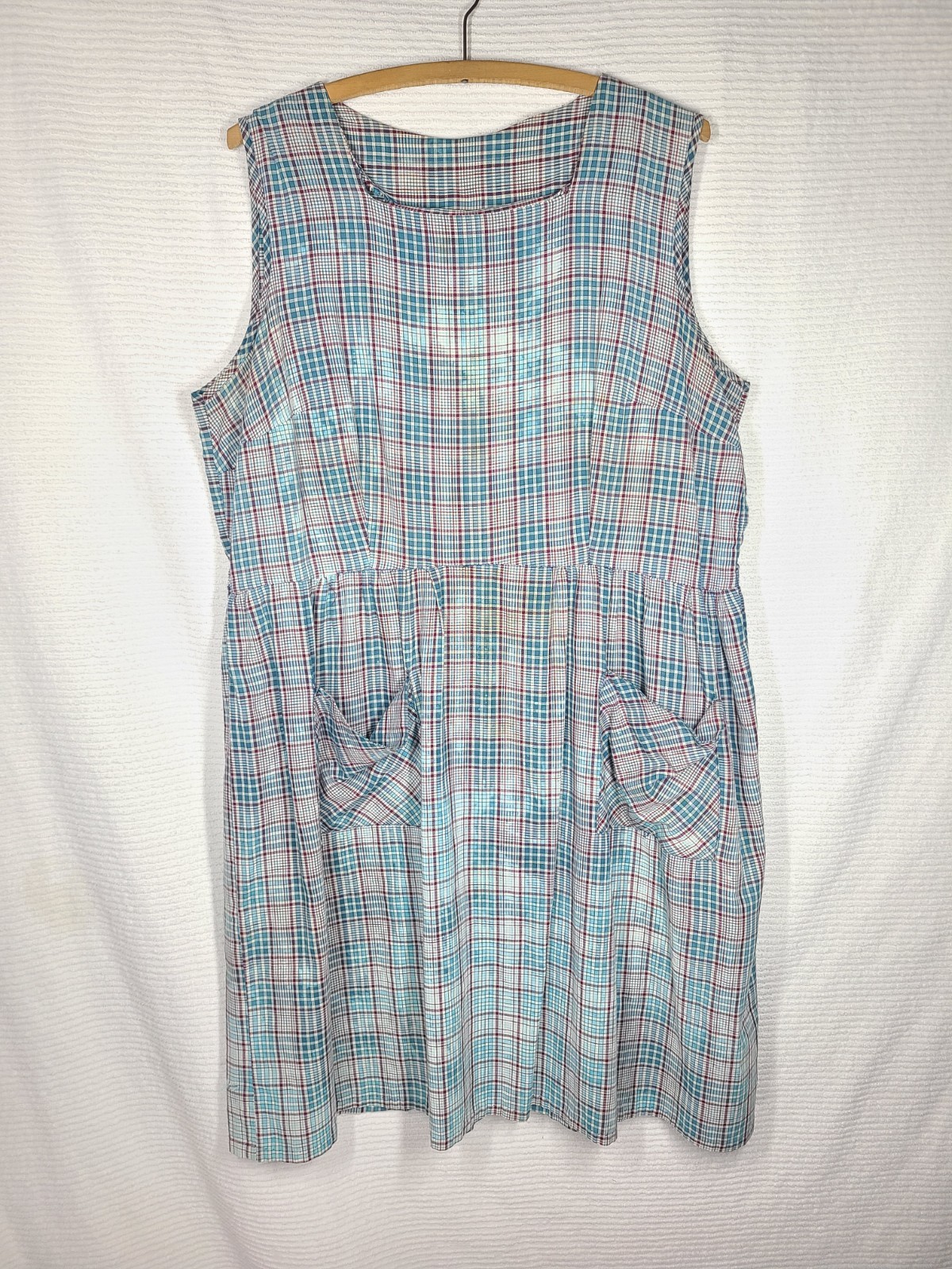 Vtg 50s Country Cotton Plaid Dress Plus Size 1x 2x Metal Zip Amazing Wear Retro