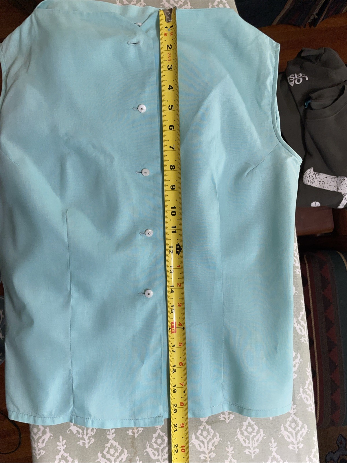 Vtg 40s 50s Light Teal Fritzi Of California Sleeveless Cotton Summer Blouse