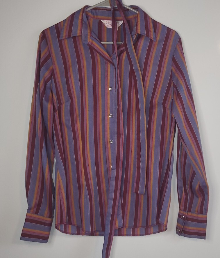 VTG 1970s H Bar C California Ranchwear Cowboy Shirt Womens Size 38 Purple Orange