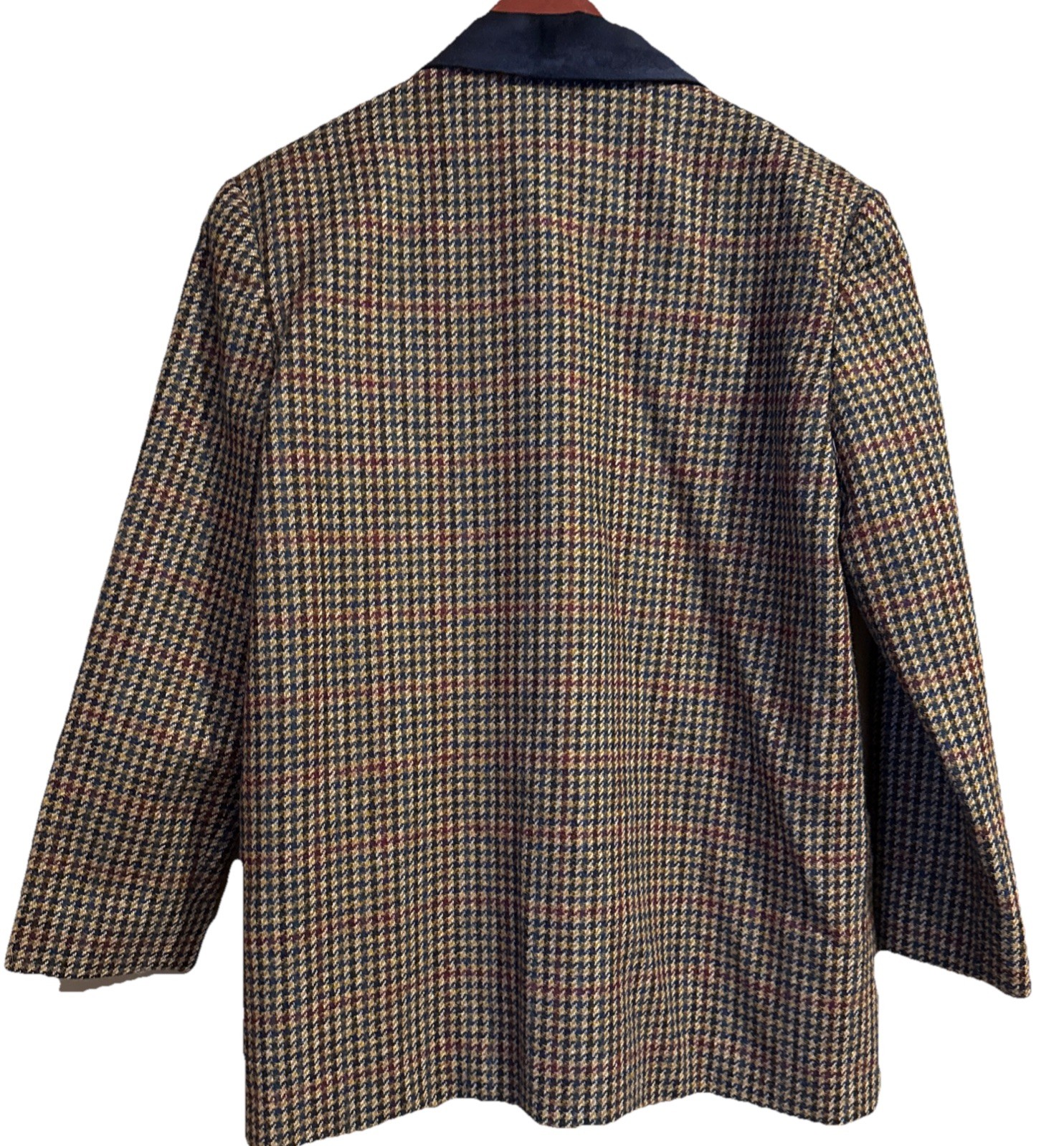 Vtg International Scene Wool Blazer Houndstooth Suede Collar Womens 10 Russia