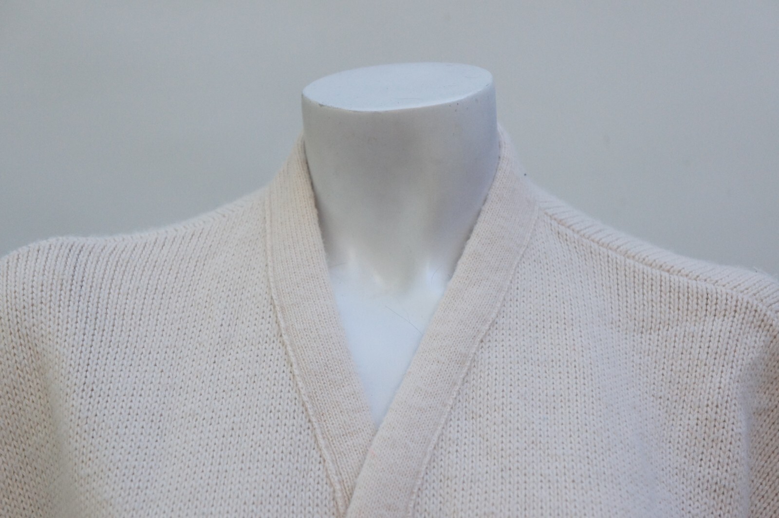 Vintage 70s Knit Creme White Fringe Poncho Jacket Sweater Cardigan By Milrank