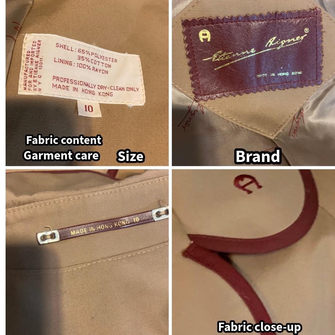 ETIENNE AIGNER VINTAGE 1970’S BROWN & BURGUNDY TRENCH COAT SZ 10