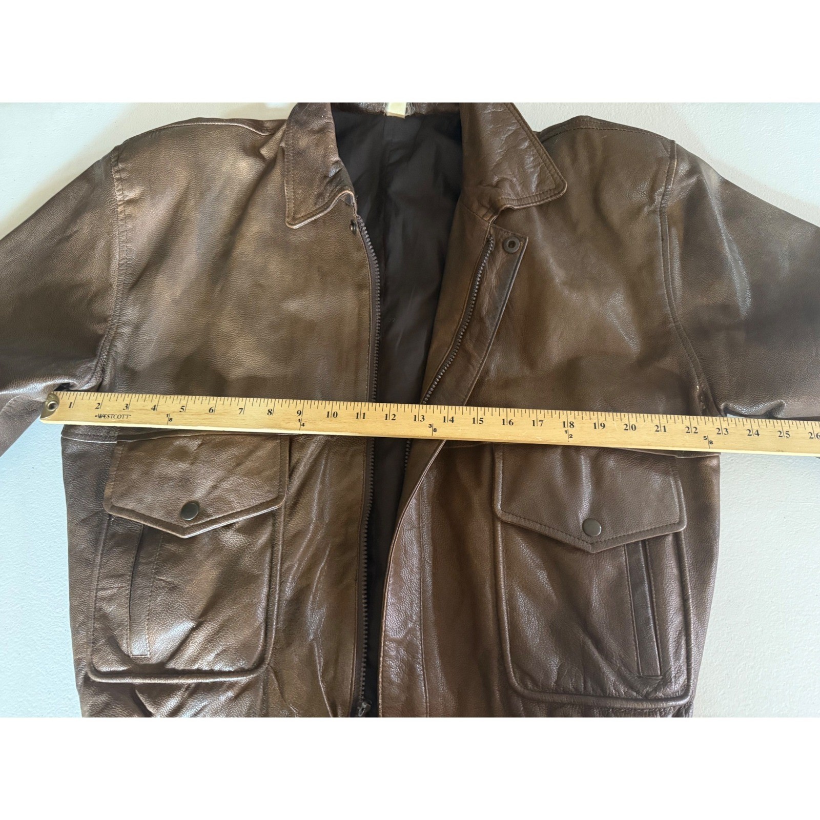 Vintage Distressed Pebbled Leather Bomber Jacket Aviator Flight Moto Coat Medium