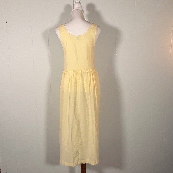 Vintage 100% Cotton Butter Yellow Dress Women’s S Sleeveless Cottagecore Prairie