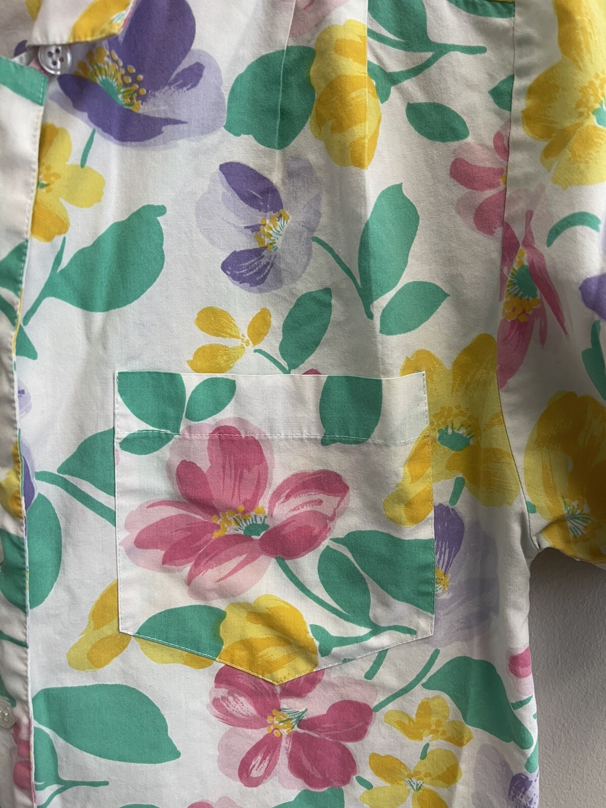 Vintage 80’s Floral Grandmacore Button Top Ss Small Cotton Eclectic Cottage