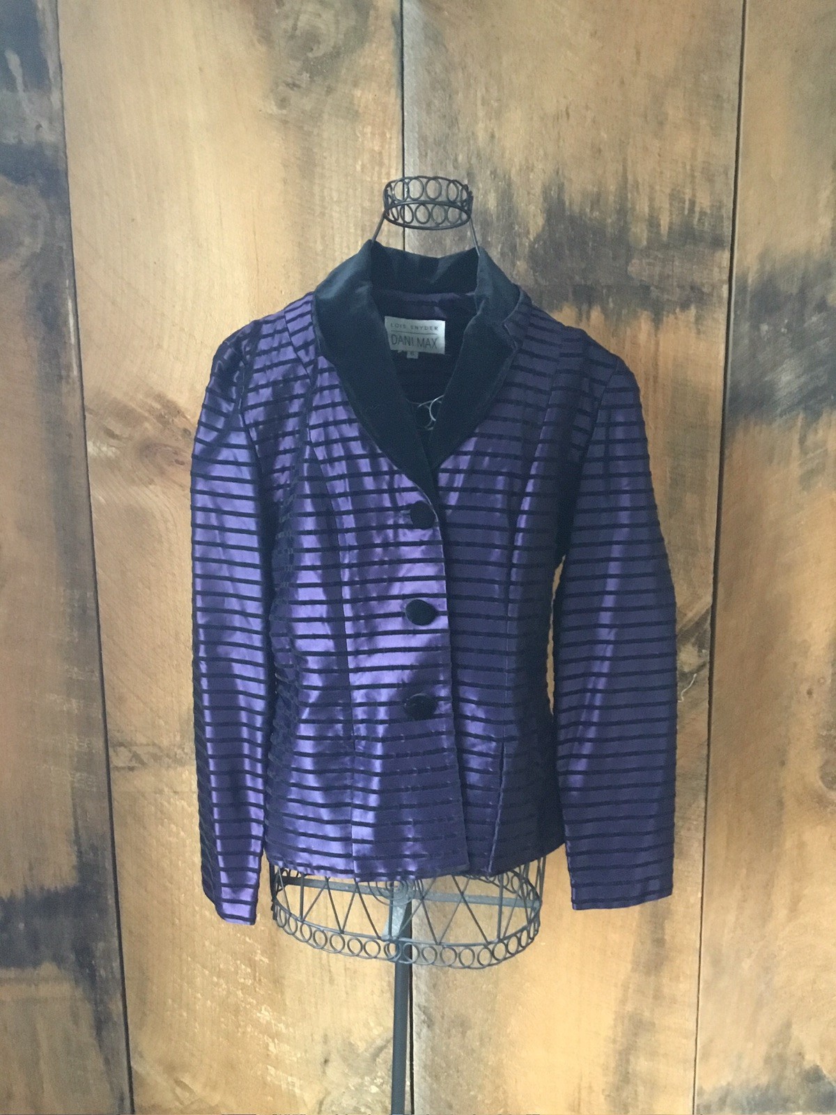 Lois Snyder Dani Max Women’s Navy Black Striped Blazer Vintage Y2K 6