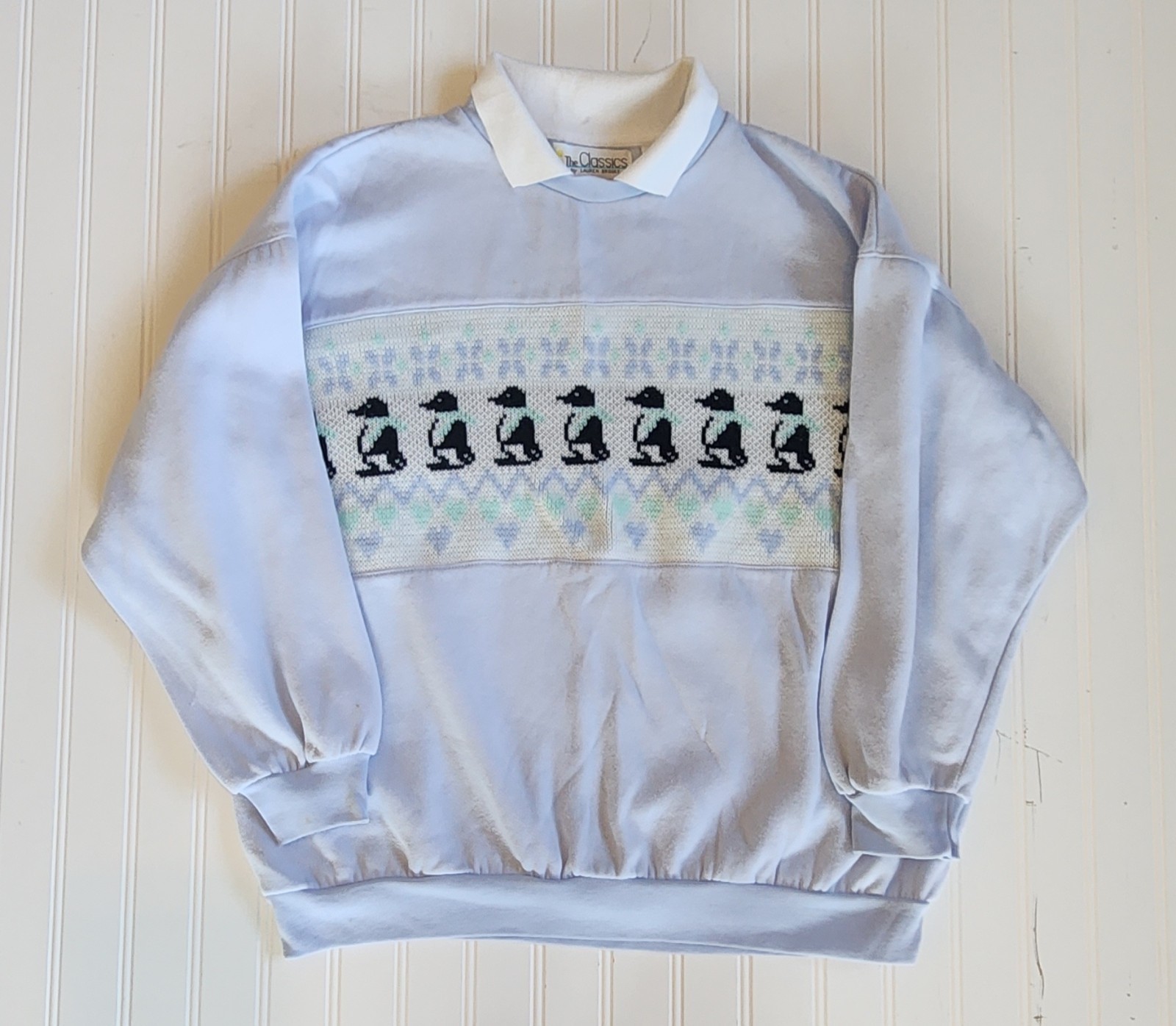 Vintage Women’s Penguin Heart Collared Sweater By The Classics 40/20W