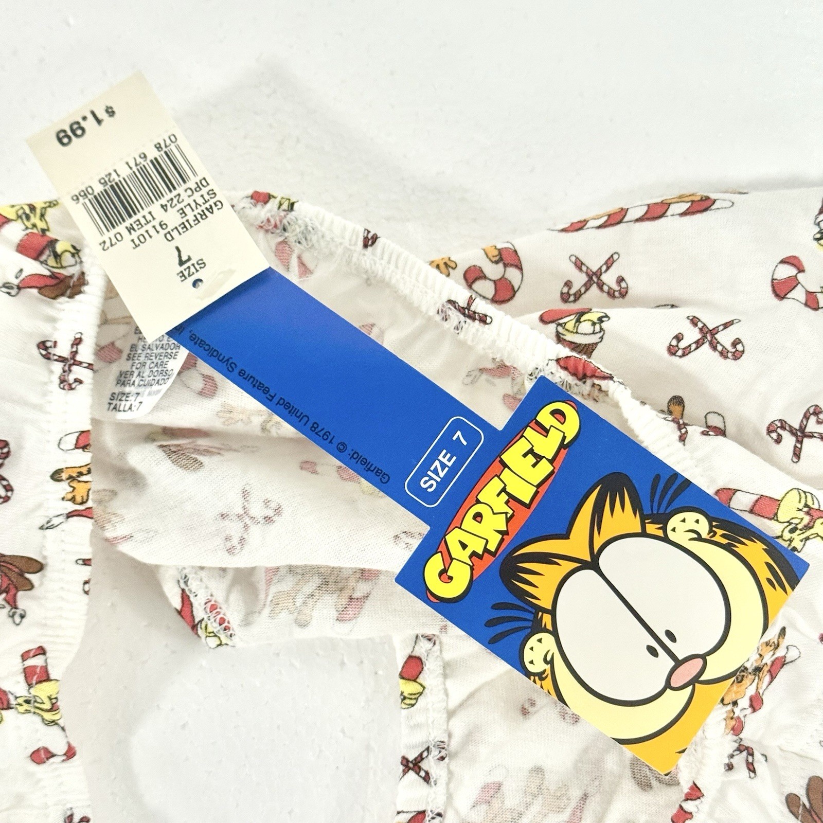 NWT 1978 Vintage Garfield Paws Underwear Christmas Cotton Panty Womens Size 7