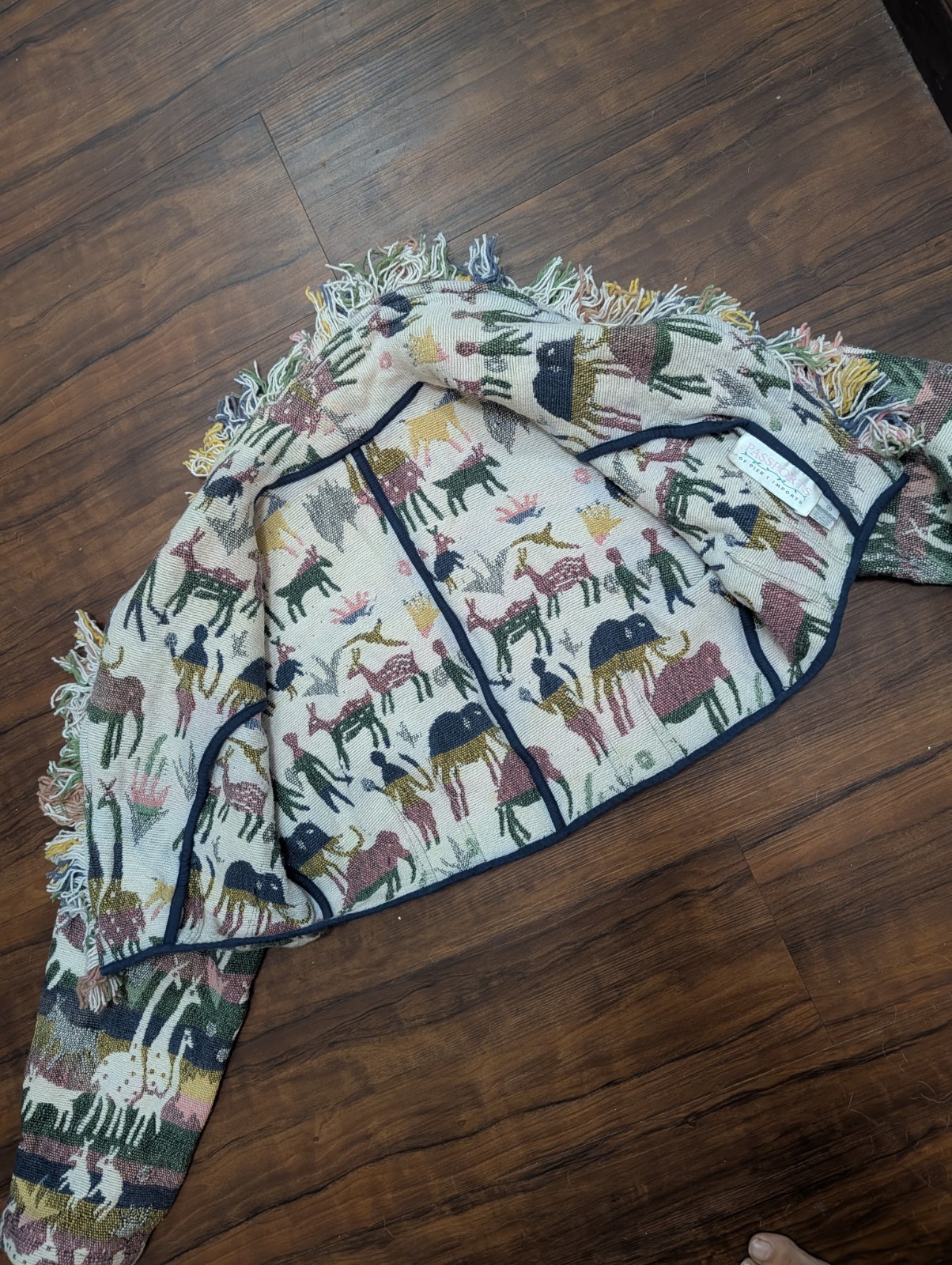 Passports Pier 1 Imports Sz S Vtg Tapestry Crop Jacket Safari Animals Serengeti