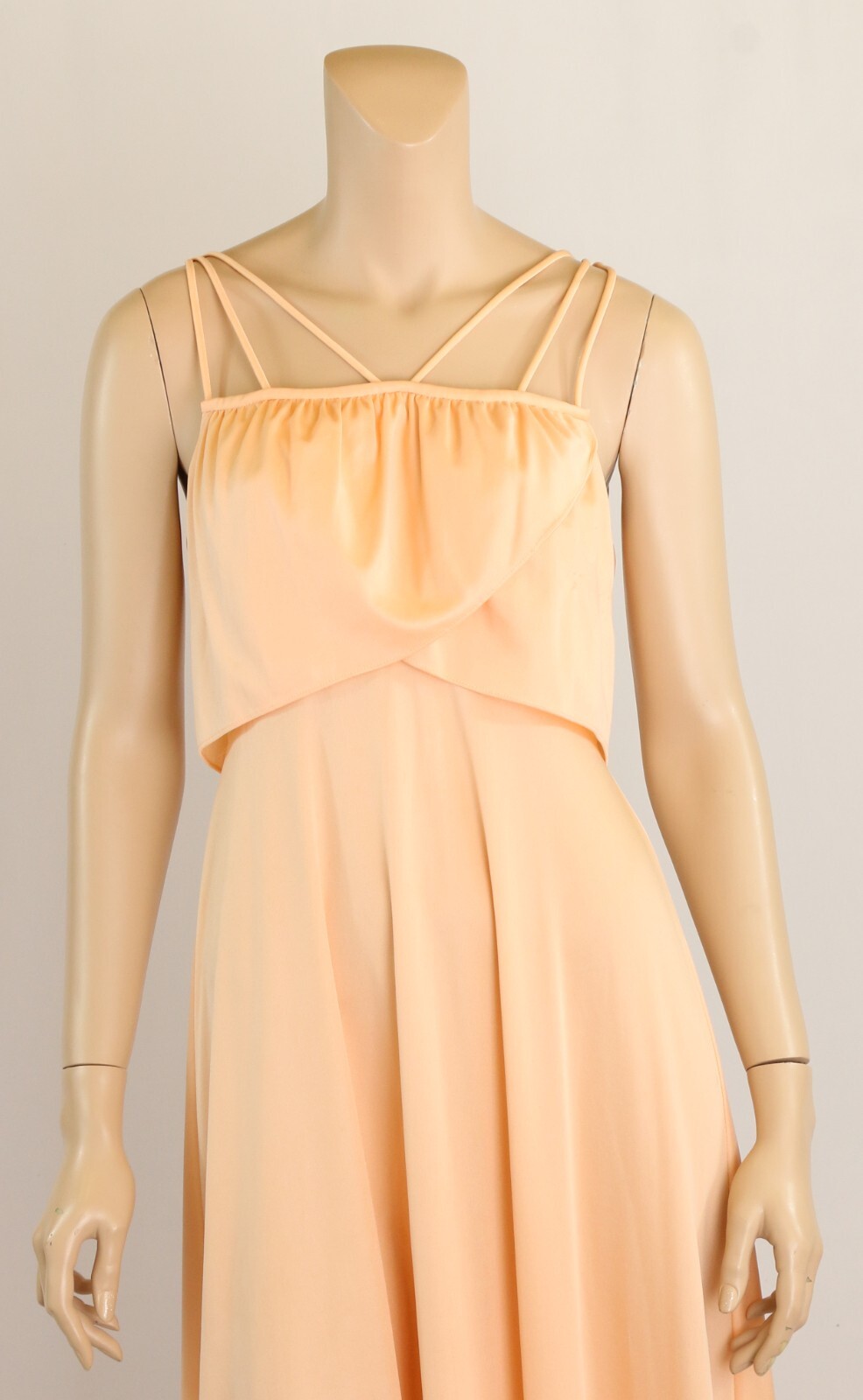 Unbranded Vintage 1970s Peach Maxi Bridesmaid Prom Party Dress size 7/8