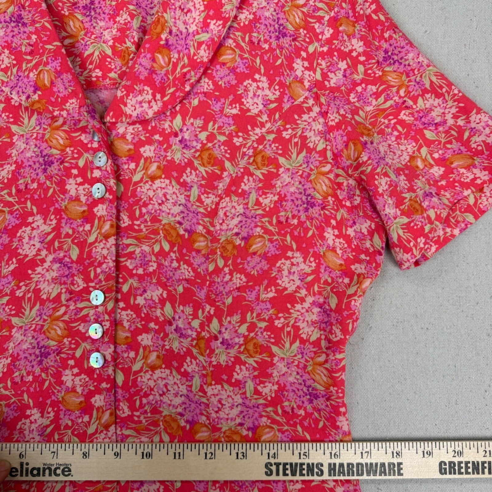 Betsy Lauren Vintage 90s Pink Floral Rayon Maxi Dress Cottagecore 8 1990s Garden