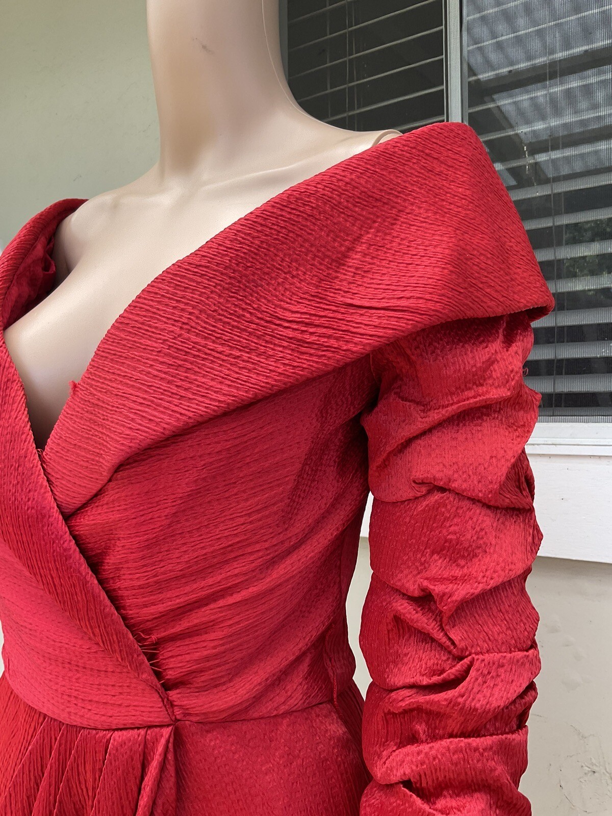Vtg 80s Arnold Scaasi Couture Boutique Red Cocktail Short Dress