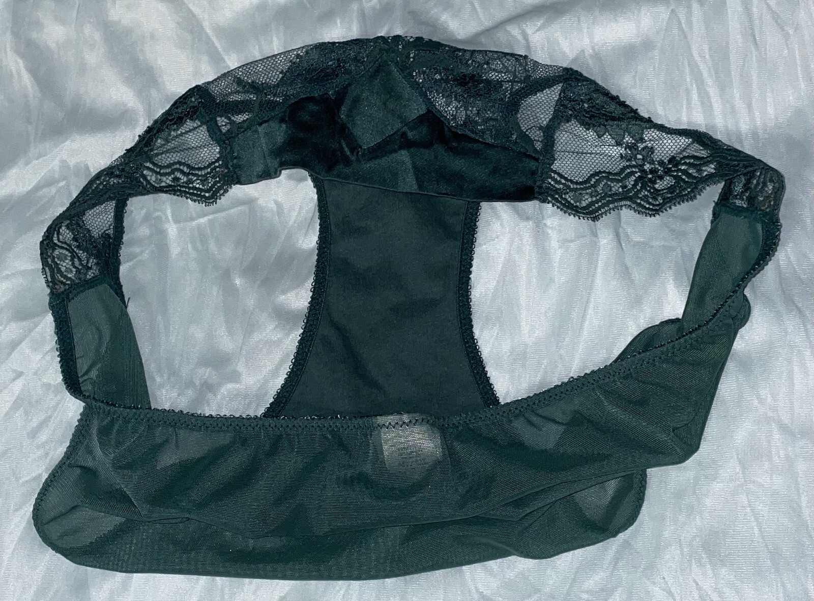 Felina Lingerie 90’s Green Lace Mesh Sheer Bikini Panties Womens M