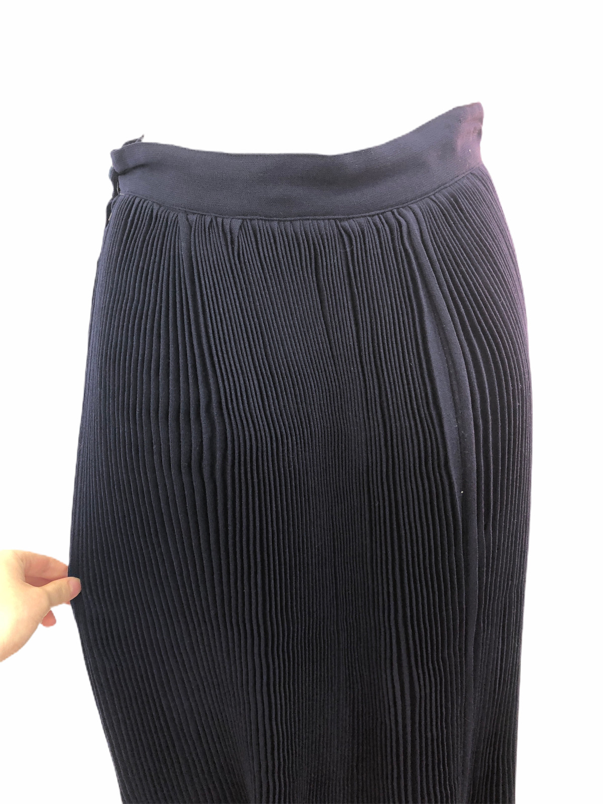 Vintage VTG 1940s 40s Beverly Paige Navy Wool Pleated Midi Skirt
