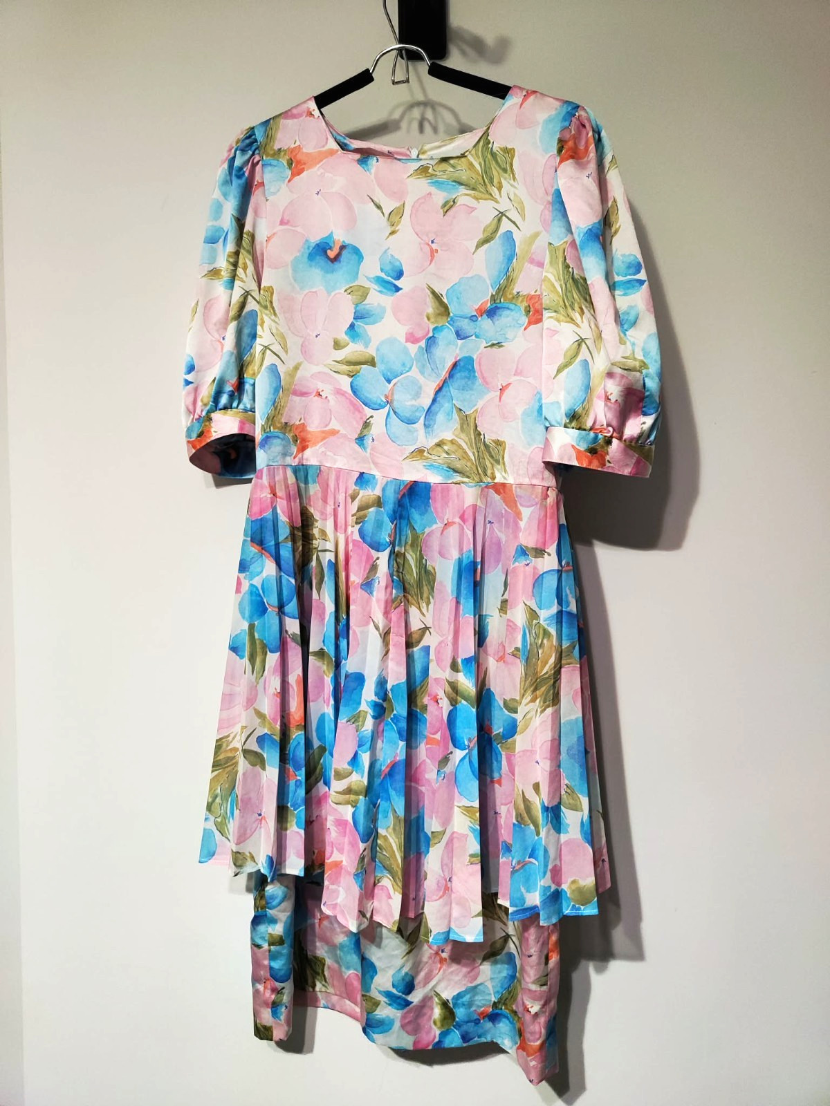 Vintage 80s Vincent Bastien Paris Floral Midi Dress France FR 42 US10