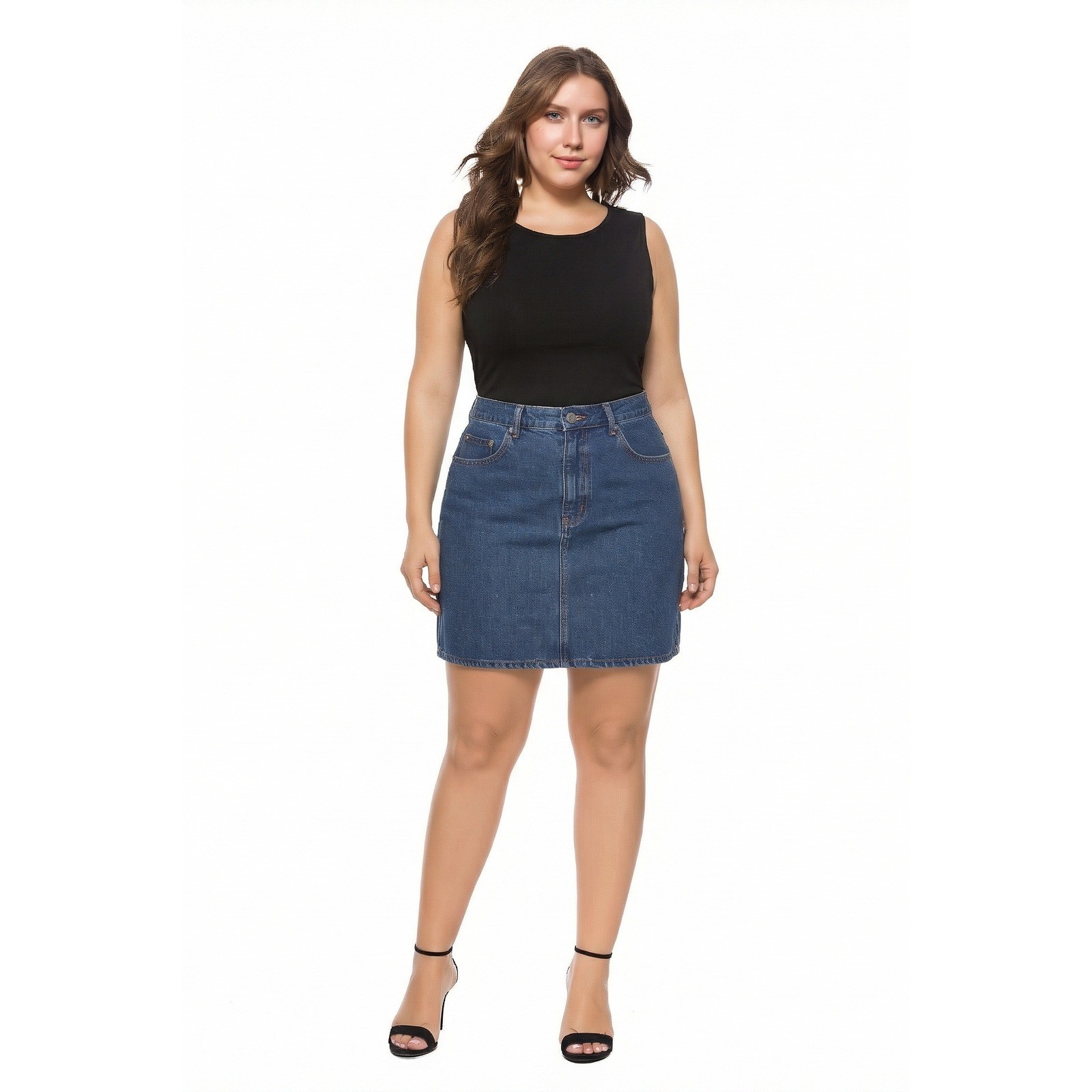 Pasta Vintage Denim Mini Skirt High Waisted Medium Wash Made in USA Size 11/12