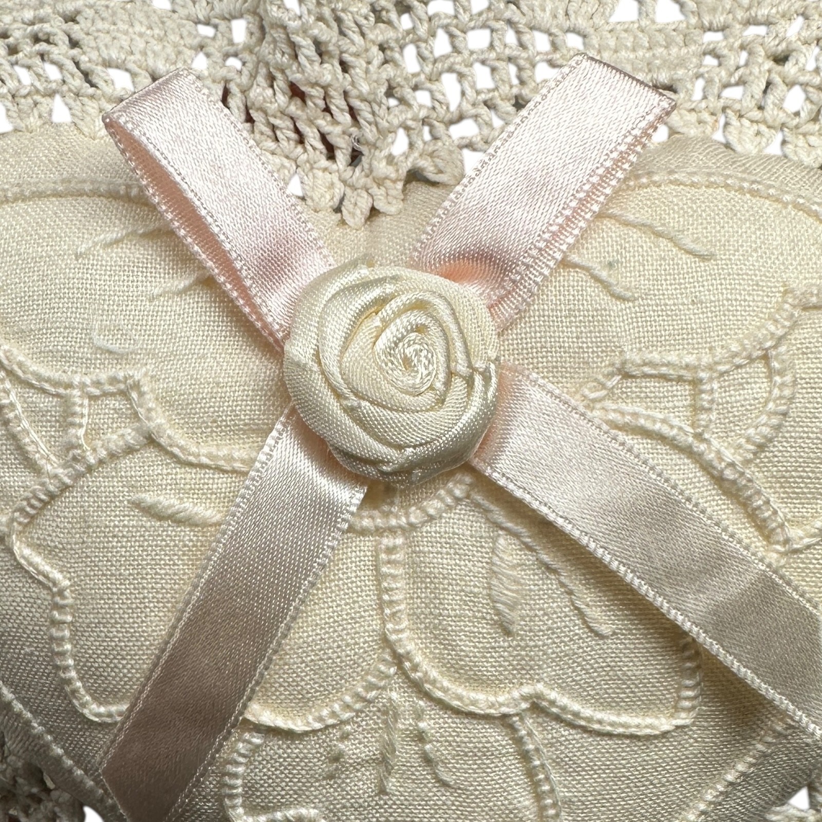 Vintage Victoria’s Secret Crochet Lace Heart Sachet Pillow Ornament 7.5″ RARE