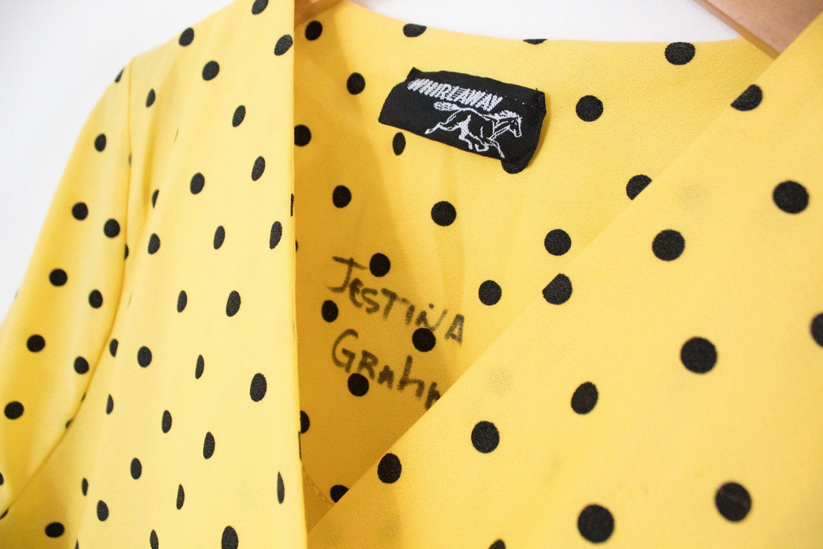 Whirlaway | Vintage 80’s Yellow & Black Polka Dot Drop Waist Dress | Size 14