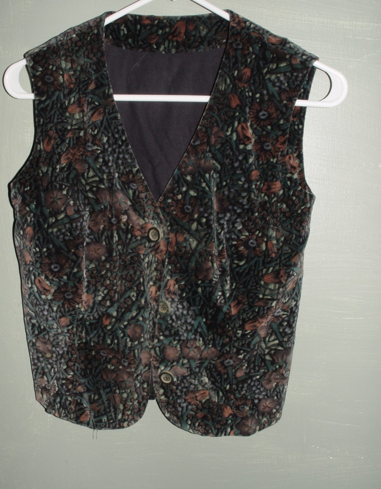 VTG Guy Laroche Floral Velour/Velvet Vest Size Small 70s/80s Hippie Boho Retro
