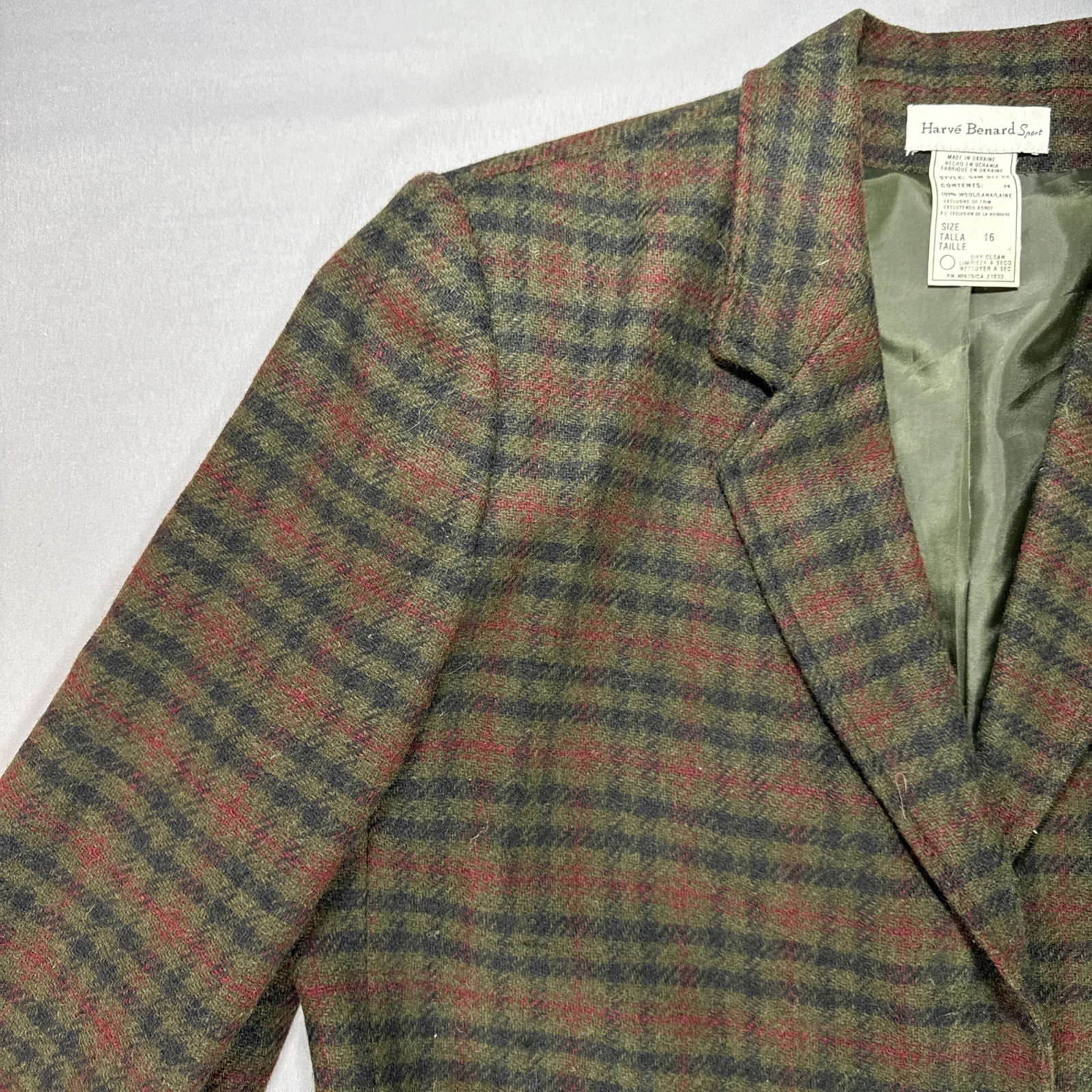 VTG Harve Benard Wool Coat Womens 16 Ukraine Dark Academia Elbow Patches Preppy