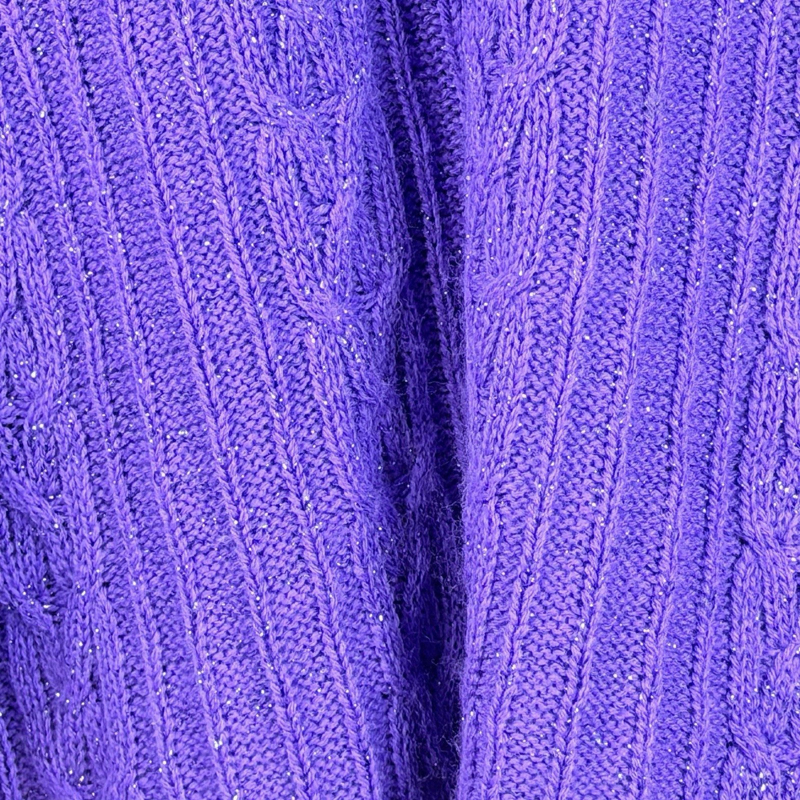 Vintage Diane Von Furstenberg Color Authority Cable Knit Sweater Purple 1X/2X