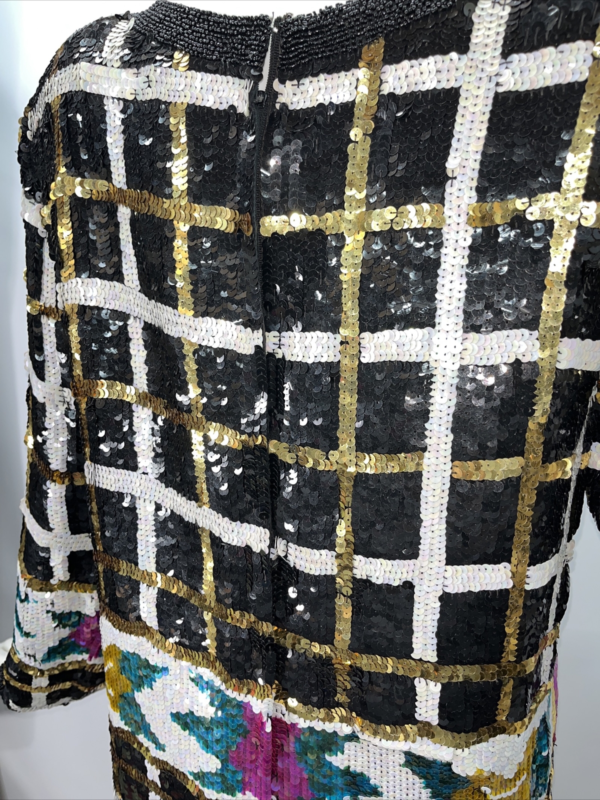 Vtg 80s Sequined 100% Silk Women’s M Jean for Joseph Le Bon Blouse Top Tunic