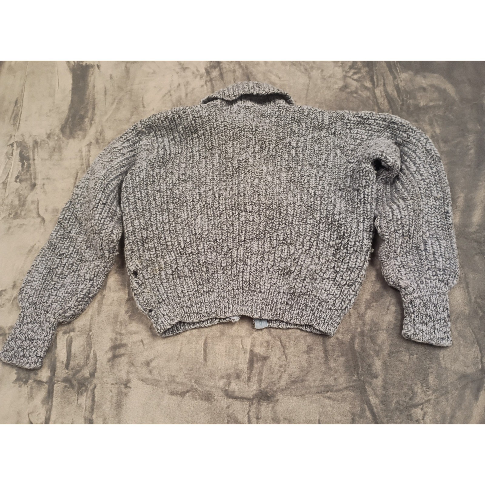 Kandel Cardigan Sweater Womens L Grey Virgin Wool Chunky Knit Vintage Portland
