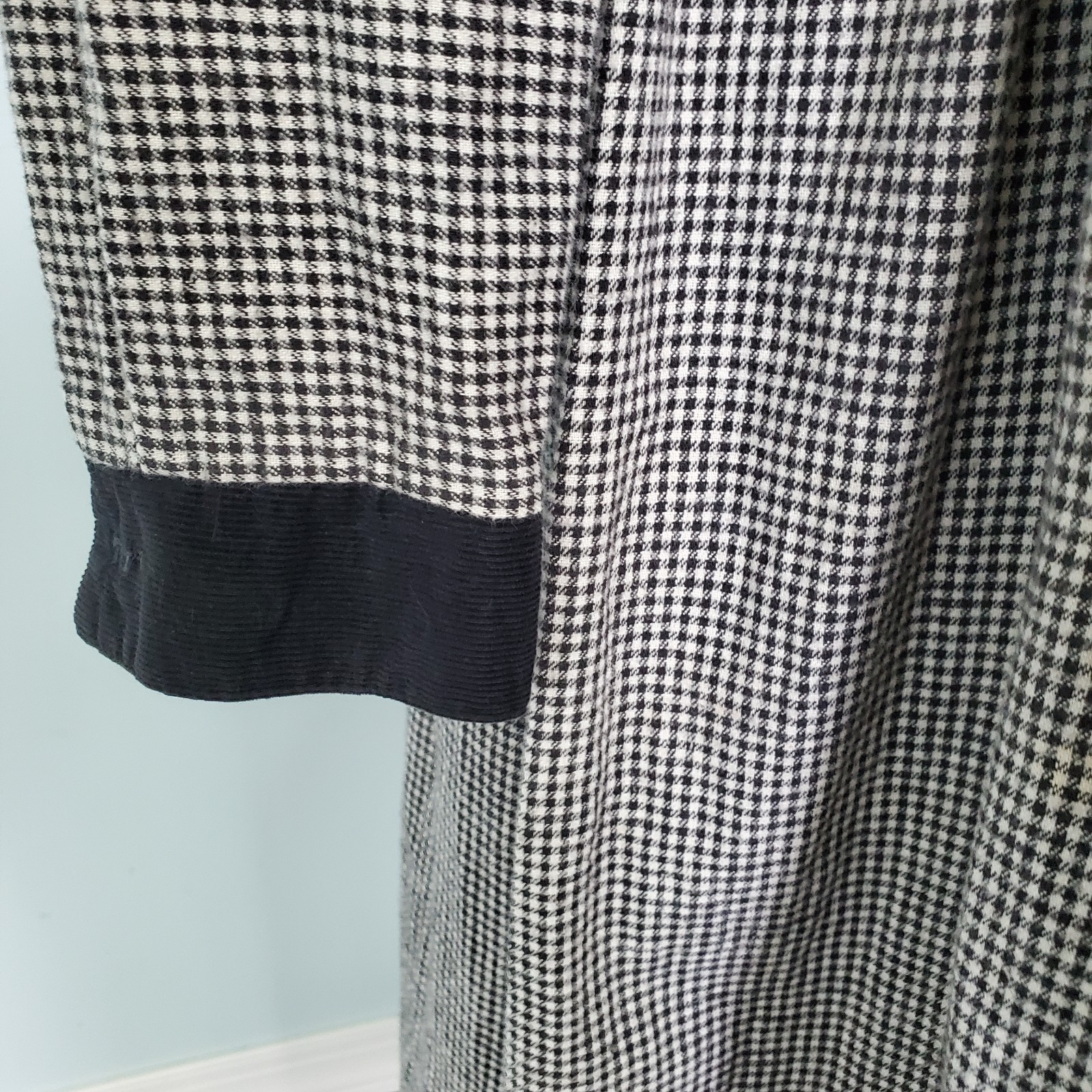 Vtg Misty Lane 8 M Houndstooth Maxi Dress Flannel Cotton Modest Cottage Academia
